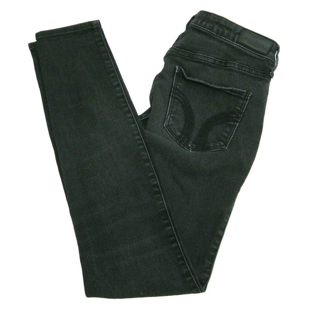 Hollister Jeans Women's Size 7L 28x31 Black High Rise Super Skinny Denim Pants